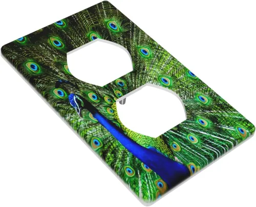 Miniatura 3 de Cubierta decorativa para toma de corriente de pavo real, cubierta de salida de 1 banda, cubierta de placa de interruptor de luz, placas de 1