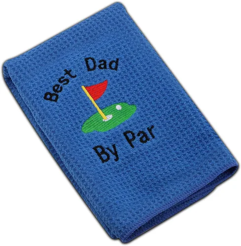 Miniatura 2 de JXGZSO Toalla de golf bordada para papá, toalla de golf bordada con clip (Best Dad by par)