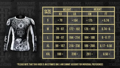 Miniatura 5 de Hardcore Training Camiseta de compresión para hombre, manga larga, Jiu Jitsu, MMA No-Gi, BJJ apretada, capa base de combate