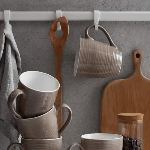 Miniatura 3 de DOWAN Tazas de Café, Juego de 6 Tazas de Café de 17 Oz, Tazas de Té Onduladas (Marrón)