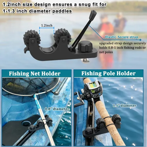 Miniatura 4 de Soporte para pala de kayak Huntury, ahorre espacio en la pista del kayak, red de pesca, soporte para cañas de pescar para pesca, accesorios