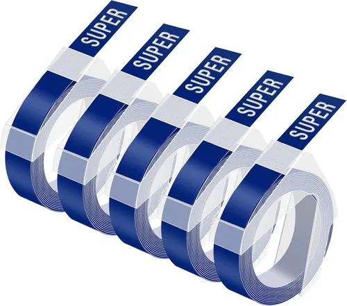Miniatura 9 de USUPERINK Paquete de 5 etiquetas de plástico 3D compatibles con Dymo 520109, cinta blanca sobre negra, 0.354 in 3/8 pulgadas x 9.8 ft, 9.8 pies, uso