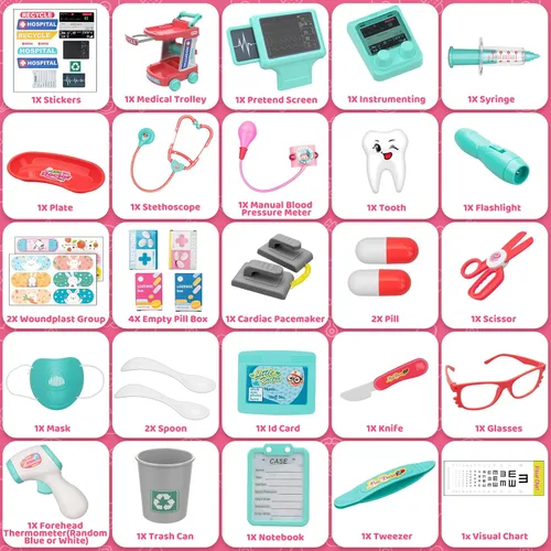 Miniatura 2 de Kit de médico para niños – Juego de doctor de simulación para niños pequeños con estetoscopio – Juego médico de juguete para niños y niñas – Kit