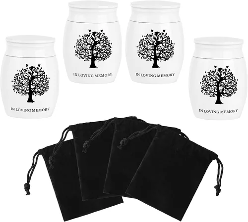 Miniatura 8 de Juego de 4 mini urnas para cenizas, pequeñas urnas de recuerdo de cremación para cenizas de humanos/mascotas, urnas conmemorativas para familiares