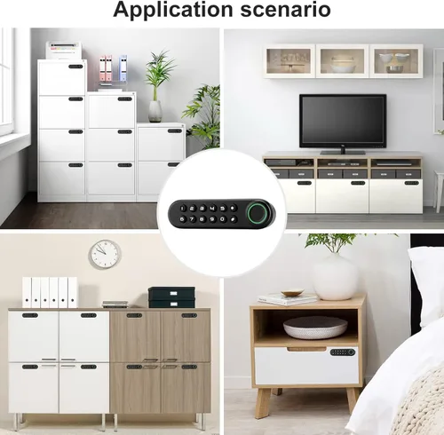 Miniatura 6 de Cerradura biométrica de huellas dactilares para gabinete, cerradura inteligente con contraseña USB, cajón oculto para archivos, armario, seguridad