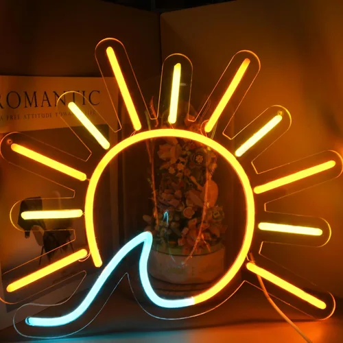 Juego de letreros de neón con ondas de amanecer y atardecer, luces LED regulables por USB, para playa, decoración costera y vintage, perfecto para