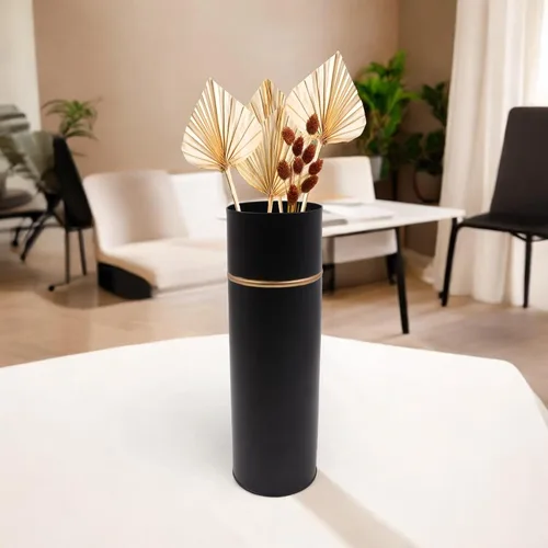 Miniatura 2 de Hosley Jarrón de metal galvanizado con forro de PVC, 4 pulgadas de diámetro x 14 pulgadas de alto, regalo ideal para arreglos florales, bodas