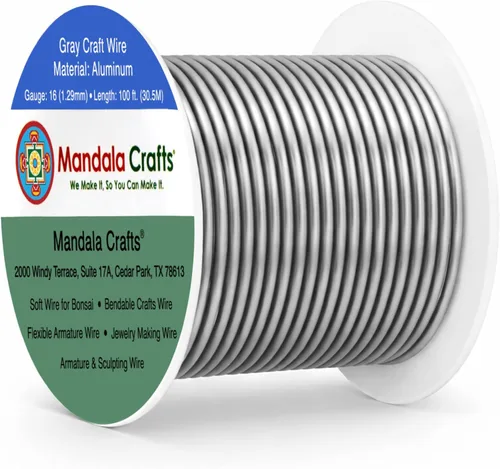 Miniatura 327 de Mandala Crafts - Alambre de aluminio anodizado de 8 calibre para hacer joyas - 9.75 m de alambre flexible negro colorido - Flexible para bonsái