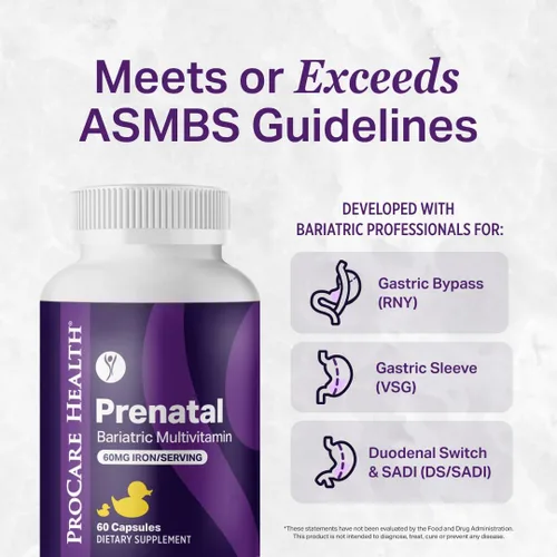 Miniatura 9 de ProCare Health Multivitamínico bariátrico prenatal con hierro (60 cápsulas fáciles de tragar) - para mujeres, vitaminas bariátricas para bypass
