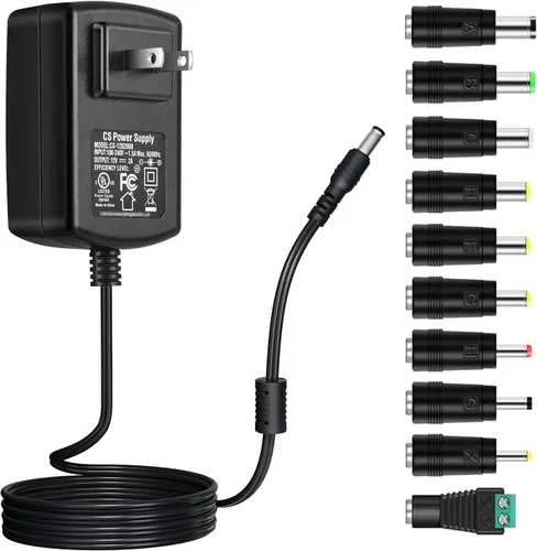 Miniatura 12 de Adaptador de fuente de alimentación de 12V 2A CA 100-240V a CC 12V, enchufe de 0.217 in x 0.083 in, fuente de alimentación para cámara IP, DVR, NVR