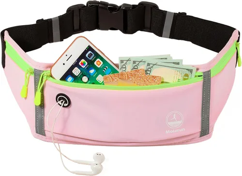 Miniatura 12 de Cangurera delgada para correr para mujeres y hombres, riñonera para correr, cinturón de dinero, soporte para teléfono para correr, deportes, Negro