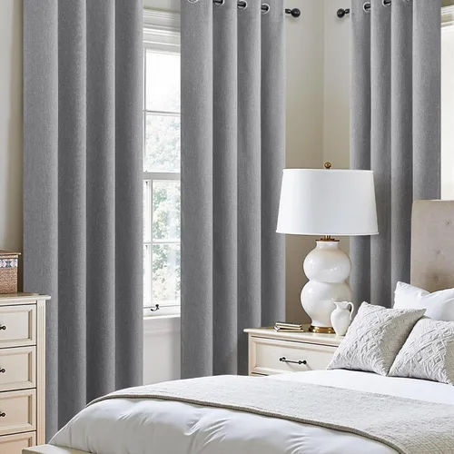 Miniatura 3 de Cortinas opacas cortas de lino pequeñas de 54 pulgadas de largo, juego de 2 paneles para dormitorio, sala de estar, con ojales, 100% opacas de lino