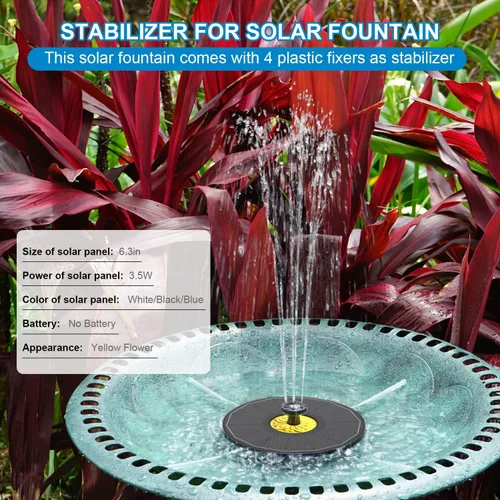 Miniatura 3 de Yzert Fuentes solares de baño para pájaros, bomba solar de fuente de panel de vidrio de 3.5 W para baño de pájaros, sin batería, fuente de agua