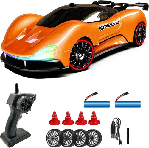 Miniatura 8 de Coche de deriva a escala 1:20 con control remoto 4WD 2.4GHz Racing Sport Toy RC Car con luces LED, carreras y ruedas de deriva (azul)