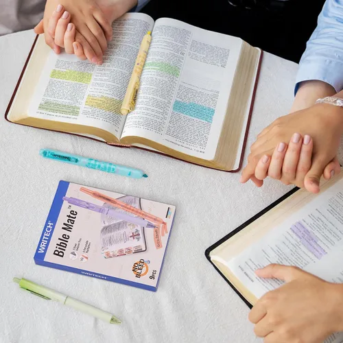 Miniatura 7 de WRITECH Set de marcadores y bolígrafos para diario de la Biblia Mate: marcadores sin sangrado para la Biblia y bolígrafos de bola de tinta negra