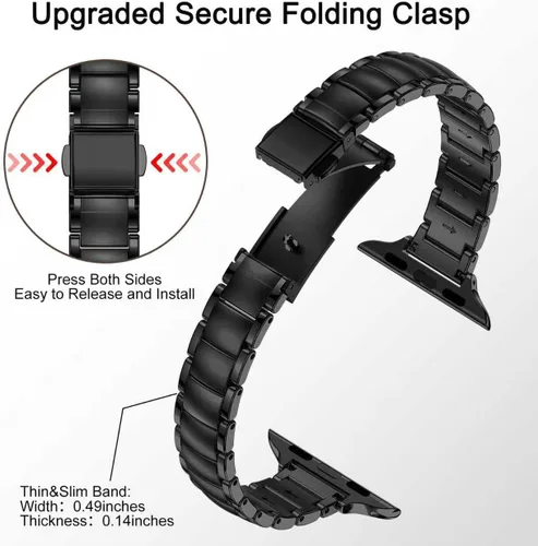 Miniatura 3 de MioHHR - Correas delgadas de metal compatibles con Apple Watch Band Ultra3/2/1 Series 11 10 9 8 7 6 5 4 3 2 1 SE3/2/1, correa delgada y estrecha