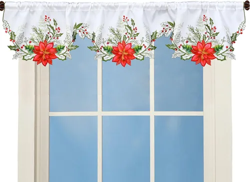 Miniatura 5 de Cenefa de Cortina de Ventana de Cocina con Bolsillo para Barra Bordada de Bastón de Caramelo de Navidad y Fiestas A 58 × L 14 Pulgadas
