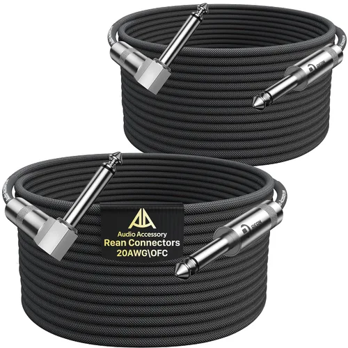 Miniatura 29 de Cable de guitarra de 1.5 pies, paquete de 2 unidades, nailon trenzado anti-torceduras reforzado con Kevlar, conector Neutrik REAN, calibre 20