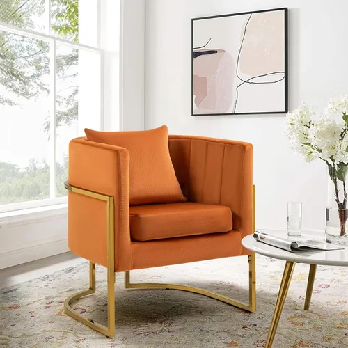 Miniatura 19 de Moderno sillón de terciopelo con almohada lumbar, silla tapizada de mediados de siglo para sala de estar, dormitorio, sofá individual, silla