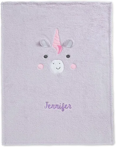 Delta Children Manta Sherpa personalizada para niños, unicornio morado claro
