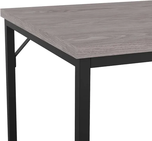 Miniatura 12 de Martha Stewart Noah Home Office Parsons Escritorio en grano de madera gris con marco de metal de bronce aceitado