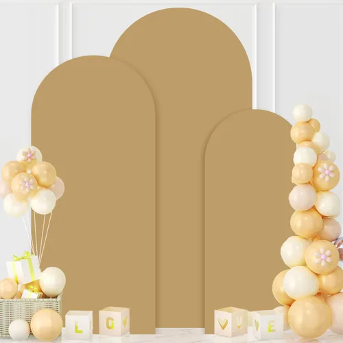 Miniatura 10 de MODFUNS Cubierta de Arco de Boda de 6 pies Beige de Spandex Cubiertas de Arco Chiara Cubierta de Telón de Fondo de Arco para Cubiertas de Arco Telón