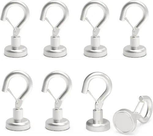 Miniatura 14 de Ant Mag Ganchos magnéticos negros resistentes con broche de presión de 22 libras, ganchos magnéticos fuertes, ideales para colgar en refrigerador