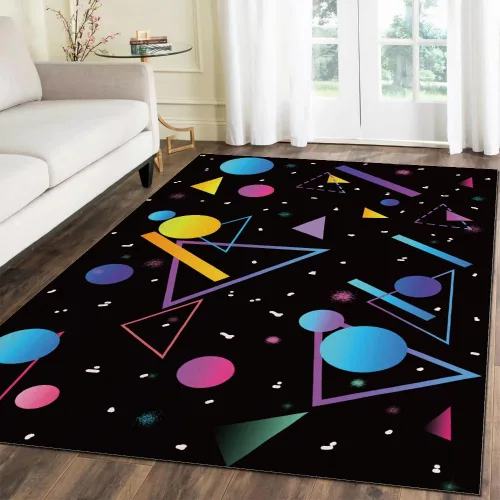 Miniatura 3 de Arcade Geometry - Alfombra de neón de 2 x 3 pies 80 pulgadas, alfombra retro de color arcade, lavable, plegable, antideslizante, para entrada