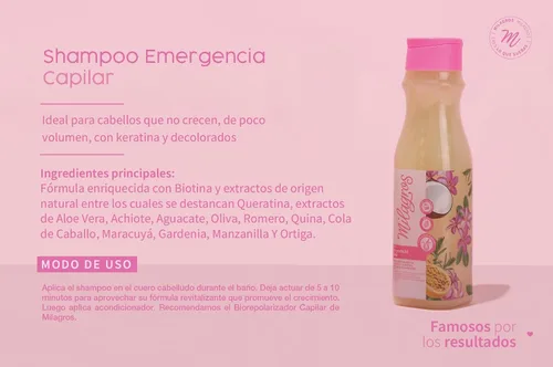 Miniatura 2 de Milagros Shampoo Emergencia Capilar Productos Colombianos para el Cuidado del Cabello para Crecimiento, Fortalecimiento y Reparación Natural Set