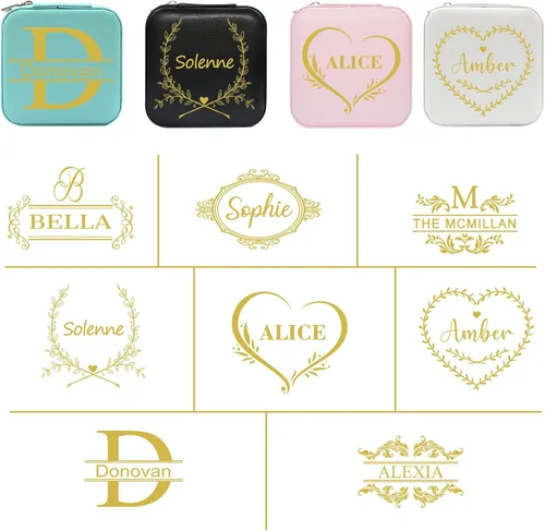 Miniatura 2 de Joyero personalizado con nombre, joyero de viaje portátil personalizado, organizador de joyas de cuero, cajas de dama de honor, boda, regalo