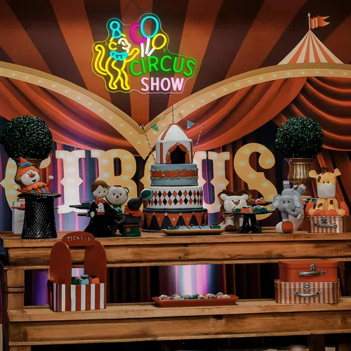 Miniatura 7 de Lucunstar Letrero de Neón LED de Mono Letrero de Circo LED con Payaso y Globos para Parque Temático Decoración de Carnaval LED para Restaurante