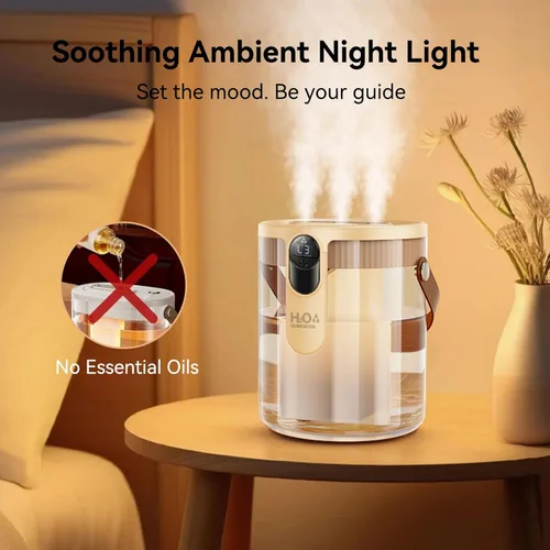 Miniatura 6 de KIMMOO Humidificador portátil recargable de llenado superior, humidificadores inteligentes para dormitorio, luz nocturna, humidificador de niebla