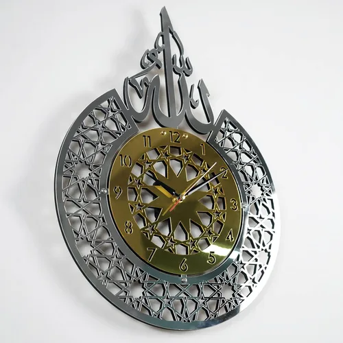 Miniatura 9 de iwa concept Allah Calligraphy - Reloj de pared islámico de madera, mecanismo silencioso, regalo para musulmanes durante el Ramadán