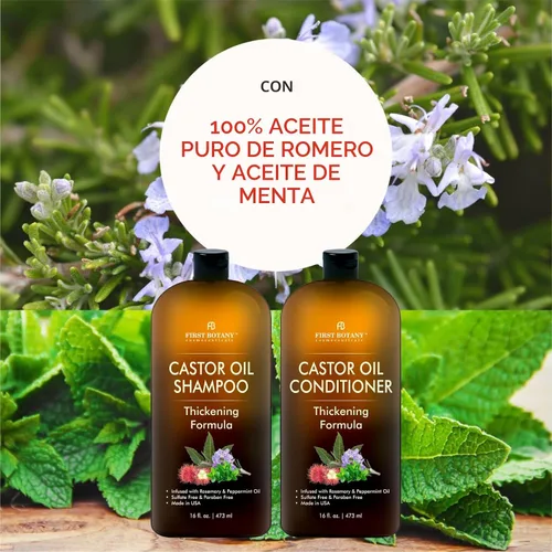 Miniatura 3 de Champú y acondicionador de aceite de ricino - Un set anticaída para el crecimiento del cabello, fórmula espesante, libre de sulfato para hombres