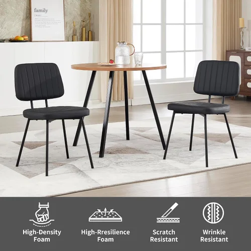Miniatura 6 de VipDesk Juego de 2 sillas de comedor tapizadas de piel sintética, sillas de comedor modernas de mediados de siglo para cocina, comedor con respaldo