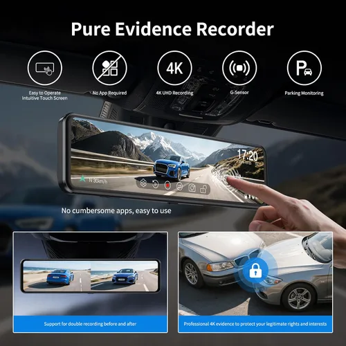 Miniatura 2 de JOMISE G814 11" 4K+2.5K Cámara de Espejo Retrovisor — Sin WiFi/Bluetooth, Cámara de Salpicadero Frontal y Trasera, Grabadora de Evidencia Pura
