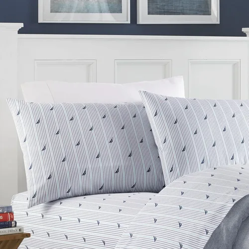 Miniatura 25 de Nautica - Sábanas tamaño King, juego de ropa de cama de percal de algodón, decoración casual para el hogar (Buoy Line Grey, King)