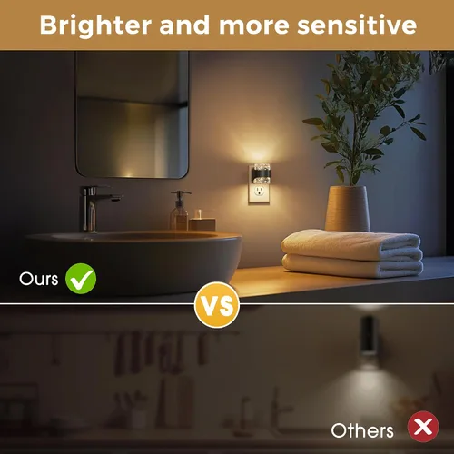 Miniatura 6 de L LOHAS LED Luz nocturna, paquete de 2 luces nocturnas de burbujas de 3000 K enchufables a la pared, luces nocturnas acrílicas con sensor de luz