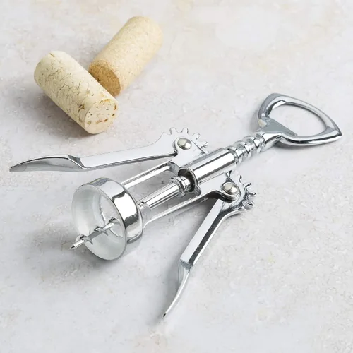 Miniatura 5 de Cooking Light - Abrebotellas de acero inoxidable de alta calidad, profesional y portátil, sacacorchos con alas todo en uno, negro