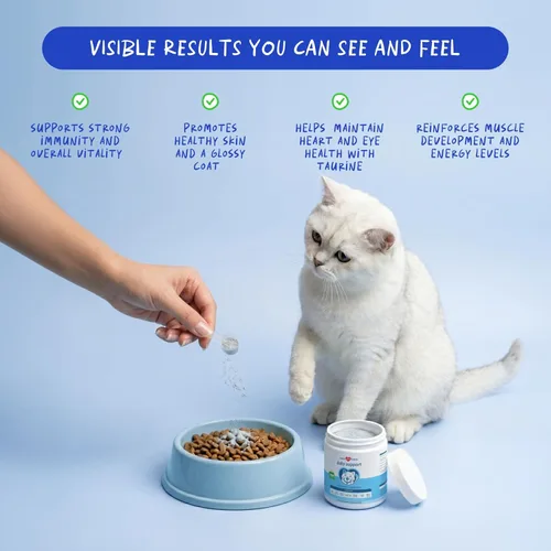 Miniatura 2 de Multivitamínico para gatos en polvo de 4 oz - Soporte inmunológico, para ojos, piel y corazón With L-Lysine, Taurine, Spirulina & Fish Oil.