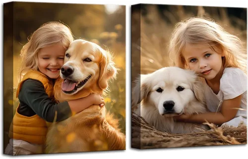 Miniatura 9 de ZHIYYHAO Impresiones en lienzo personalizadas con tus fotos, juego de 2 fotos enmarcadas de 16 x 24 pulgadas, retrato familiar personalizado para 2