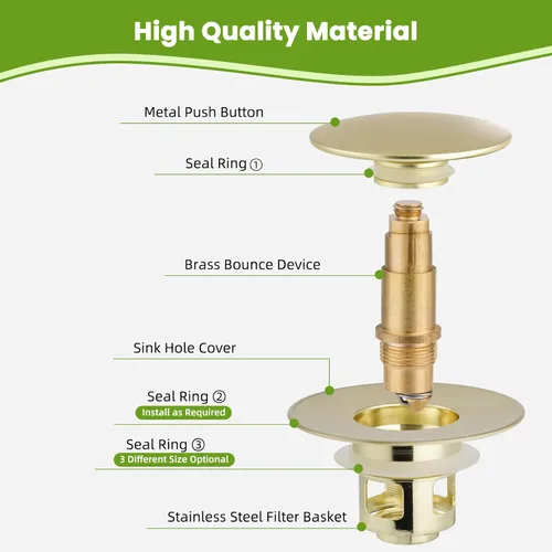 Miniatura 7 de Colador universal de drenaje para lavabo de baño, mejorado con cesta de filtro de acero inoxidable extraíble, tapón desplegable 2 en 1 para orificio