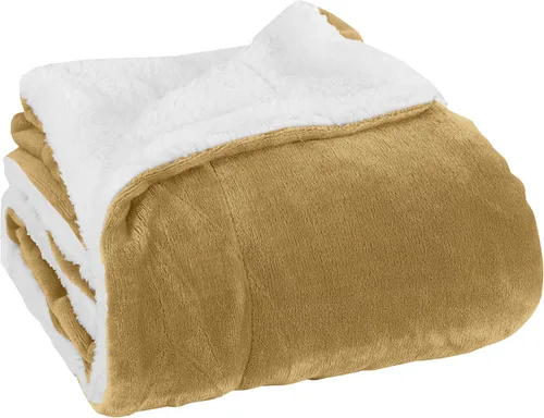 Miniatura 2 de Elegant Comfort Manta de Sofá Reversible de Sherpa Sólida, Manta para Todas las Estaciones - Súper Suave, Acogedora y Afelpada - Manta Decorativa