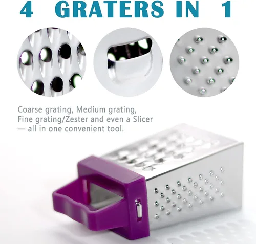 Miniatura 3 de 3 mini ralladores de queso, rallador de caja profesional, acero inoxidable con 4 lados, ralladores de caja pequeña para rebanar