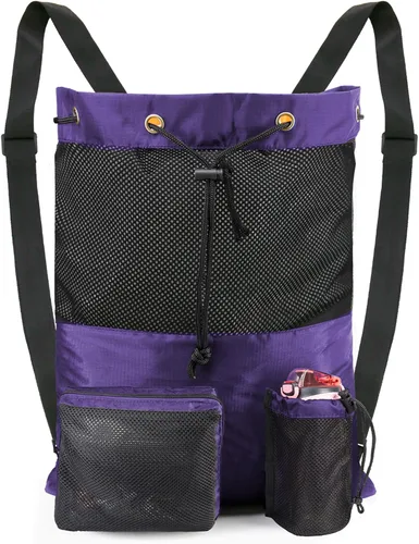 Miniatura 22 de BeeGreen Gym Bags for Men Women Mesh Drawstring Backpack for Swim Sports Workout Gear Gifts for Swimmers Beach Pool Wrestling Backpack Cinch Bag