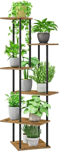 Soporte para plantas de interior de 6 niveles de metal para múltiples macetas, soportes altos para flores de esquina para sala de estar, balcón,