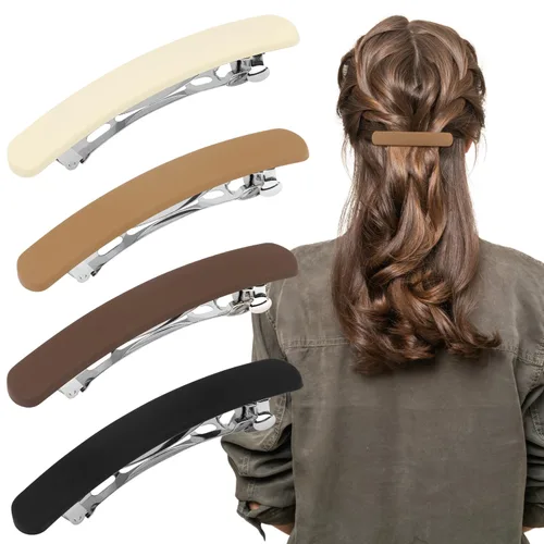 ATODEN Pinzas para el cabello, 4 pasadores franceses mate neutros para cabello fino y fino, horquillas para el cabello y accesorios para mujeres y