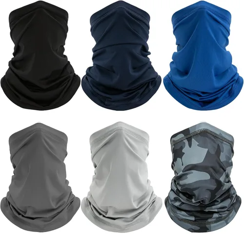 Miniatura 14 de Paquete de 6 Polainas para el Cuello, Protección UV Refrescante Máscara Facial Transpirable, Bufanda de Senderismo para Hombres y Mujeres