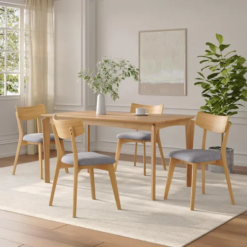 Miniatura 12 de Dining Chairs Set of 2, Mid Century Modern Dining Chairs with Curved Backrest and Wood Legs, Walnut Finished Frame Upholstered Dining Room Chairs