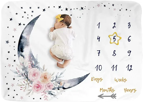 Miniatura 6 de Blue Moon - Manta mensual para niño y niña, manta de fotos para bebé (40 x 60 pulgadas)